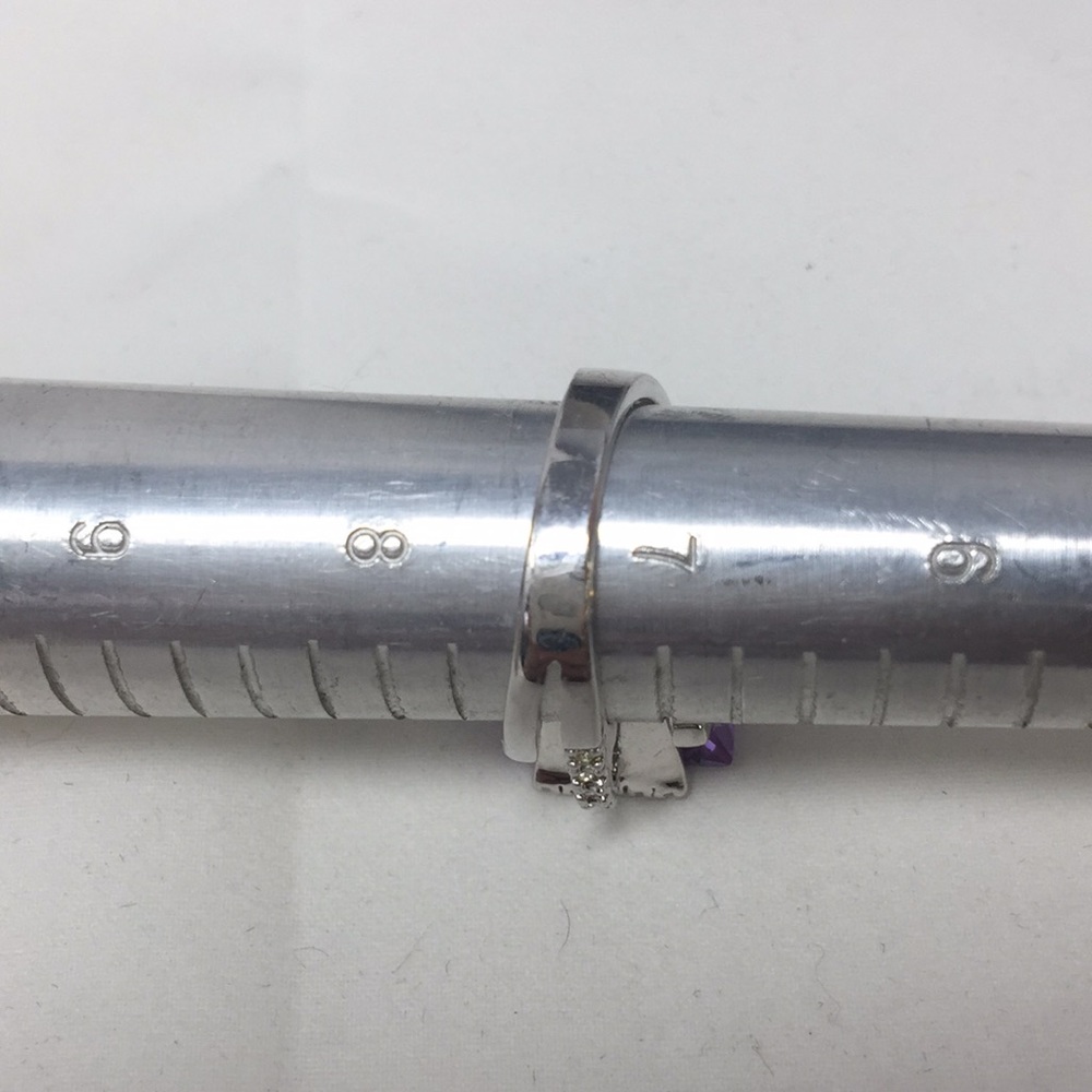 Large Amethyst Stone Ring Surrounded By Diamonds - image 4